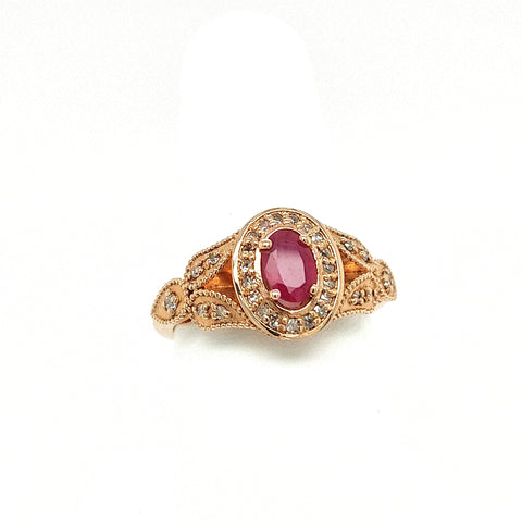 14kr ruby & diamond ring/ alternative engagement ring