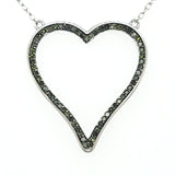 SS green diam heart necklace