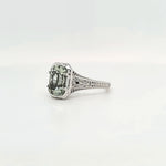 14kw light green beryl filigree ring