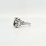 14kw light green beryl filigree ring