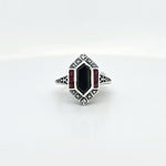 SS AD onyx/ ruby/ diam ring
