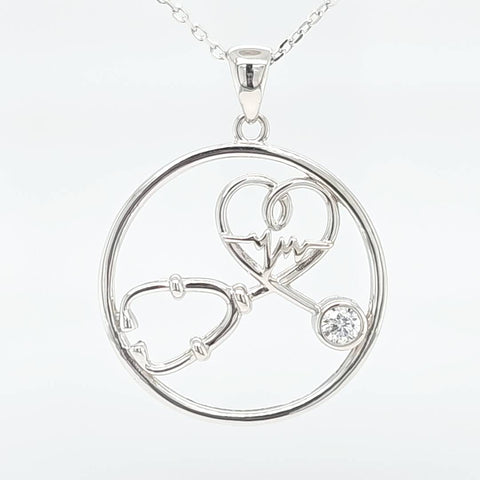 SS stethoscope pendant w/ chain