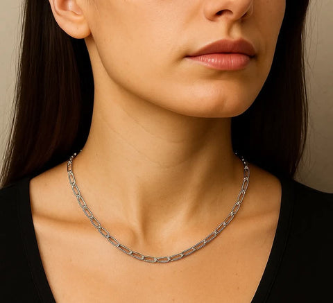 SS staple link necklace