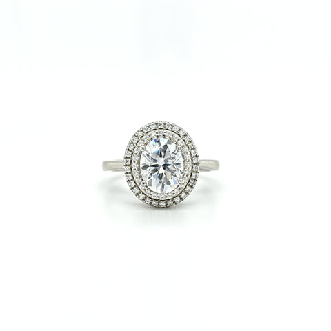 SS 2.5ctw oval mois w/ double halo ring