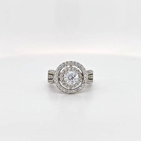 SS w sap double halo ring