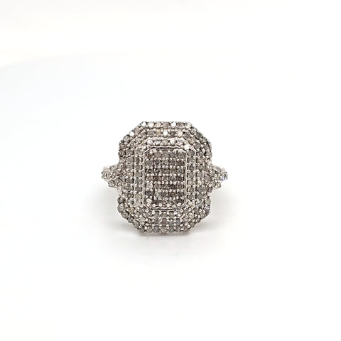 SS 1ctw diam shield cluster ring