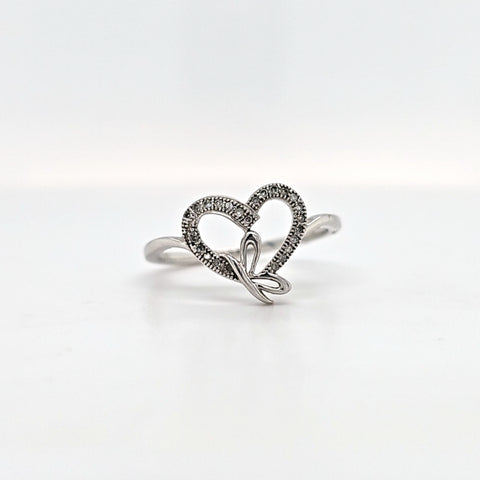 SS diam heart butterfly ring
