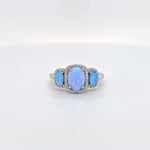 SS opal & w topaz ring