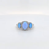 SS opal & w topaz ring