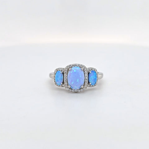 SS opal & w topaz ring