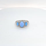 SS opal & w topaz ring