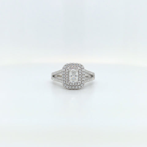SS 2ctw radiant halo ring