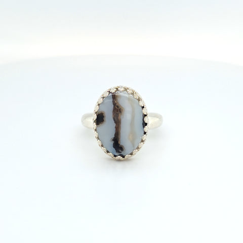 SS agate bezel ring