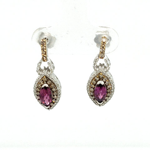 10kw rhodolite garnet & diamond earrings