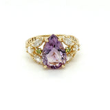 14ky Amethyst & diam ring