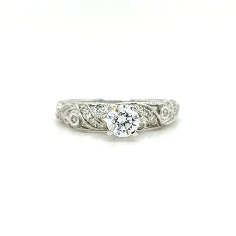 14kw .20tdw diamond pave set engagement ring