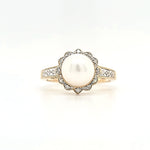 14ky pearl & diamond ring