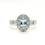 14kw Aqua & diamond ring