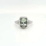 14kw light green beryl filigree ring