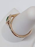 14ky green tourmaline & diamond halo ring/ alternative engagement ring