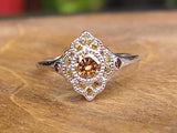 14kw cognac diamond & yellow sapphire ring/ alternative engagement ring
