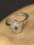 14kw cognac diamond & yellow sapphire ring/ alternative engagement ring